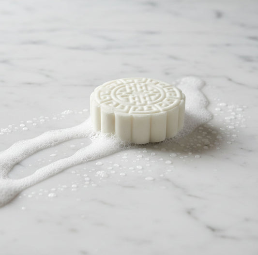 Kokum Butter & Coconut Shampoo Bar with Tallow, rice starch, silk peptides and panthenol.